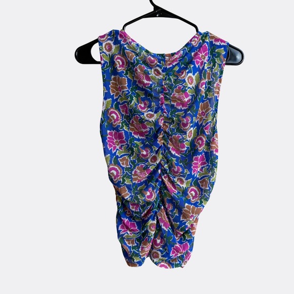 Veronica Beard Tazmin Ruched Floral Mesh Top NWT Size 8 Multicolor Retail $298 - Picture 5 of 7